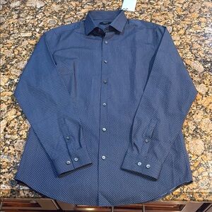 Men's Theory Cotton Blue Patterned Shirt